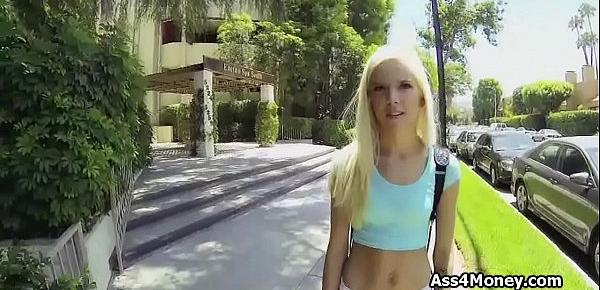  Icy blonde skips class for a paid quickie